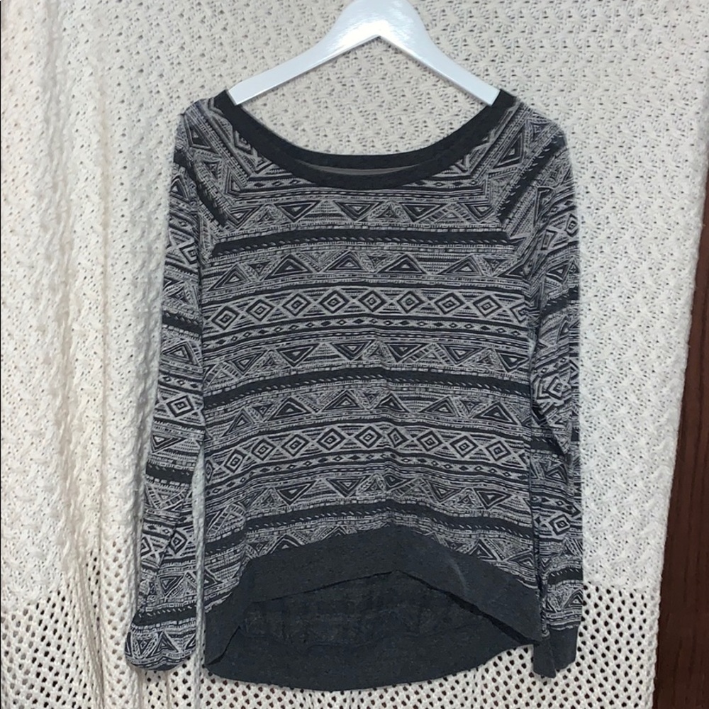 Long sleeve, aztec print shirt